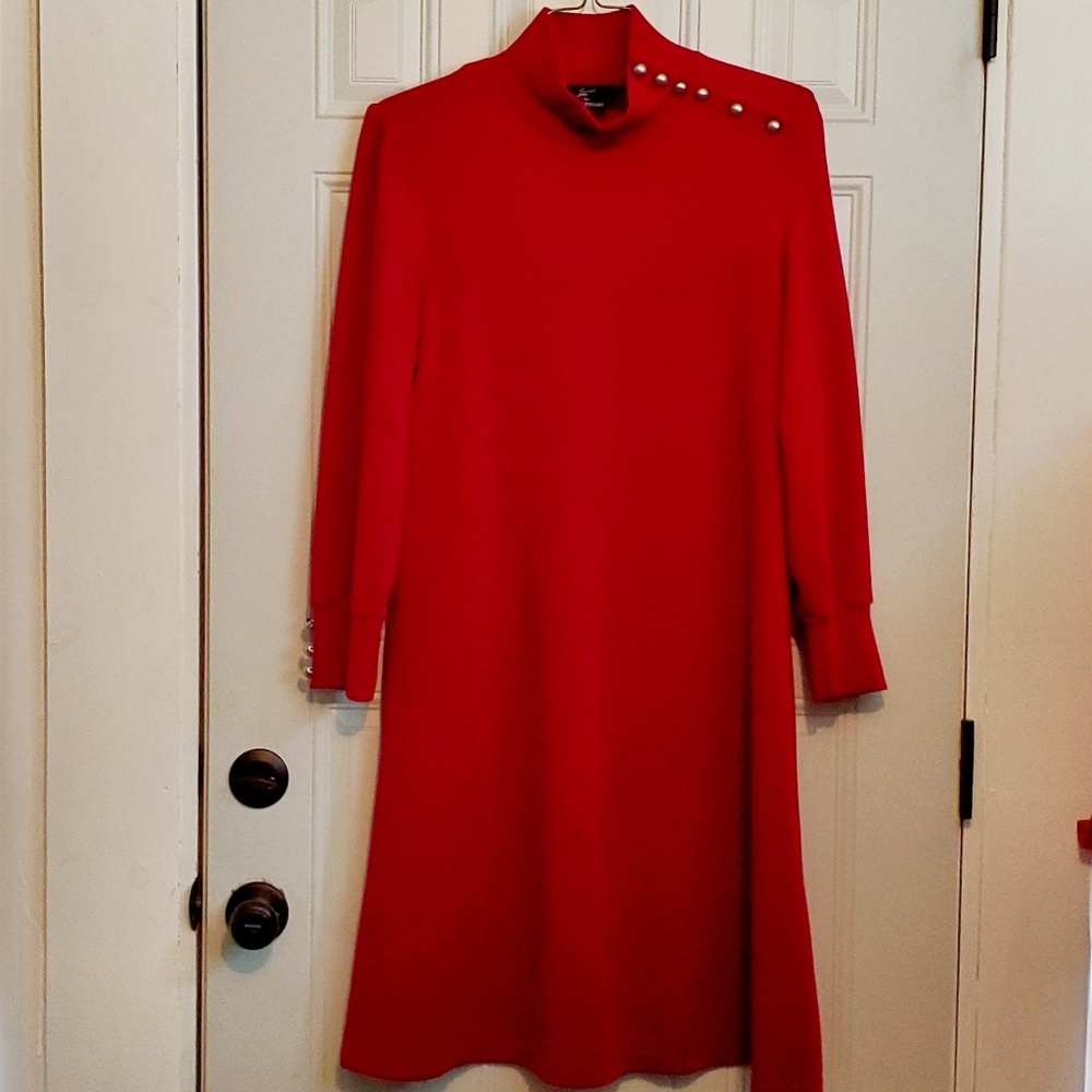 NINA LEONARD red sweater dress Large 14